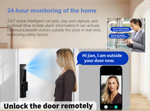 Israel khóa tuya Wifi Mặt khóa điện tử khóa cửa thông minh mật khẩu <span class=keywords><strong>3D</strong></span> Nhận dạng khuôn mặt máy ảnh cho nhà ở - Product Image 6