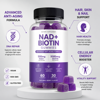 Complément alimentaire anti-âge avancé NAD+ Collagène Peptides Gummy 100g pour adultes, directement de l'usine, emballage personnalisé OEM ODM