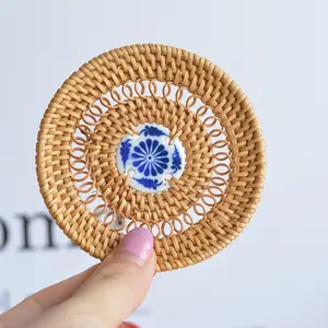 Indian Best Selling heat protection kitchen accessories Coaster Wicker Coaster Decorative Rattan Coaster//