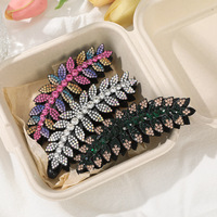 Barrette à cheveux en forme de feuille élégante avec strass 3D en cristal, antidérapante, pour femmes, idéale pour les mariages et les fêtes