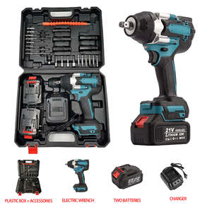 <span class=keywords><strong>Clé</strong></span> <span class=keywords><strong>à</strong></span> chocs sans fil industrielle 21V 700Nm avec 2 batteries lithium-ion, jeu de 8 embouts, 430W, prix abordable - Product Image 2