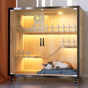 Casa de Madera para Gatos de Interior, Espaciosa, Extra Grande, con Poste Rascador, Fácil Instalación, Fácil de Limpiar, para Uso en Todas las Estaciones - Product Image 3