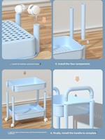 Chariot de rangement robuste en plastique à 5 niveaux avec roues pivotantes à 360° et étagère réglable pour collations - Mobilité facile pour cuisine et salon