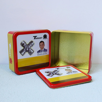 Boîte de rangement carrée en métal pour biscuits, bonbons et autres, avec finition laquée et logo imprimé à l'écran