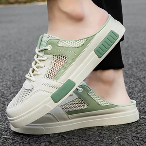 Chaussures décontractées pour hommes, style mules en maille ajourée, nouvelle collection 2026, à semelle épaisse et plateforme, anti-odeur, grande taille 47, noires - Product Image 5