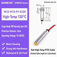 Capteur de proximité sans contact Domenzi M12 résistant à la chaleur, 2 mm, NPN NO, sortie filaire, haute température 120°C pour l'automatisation