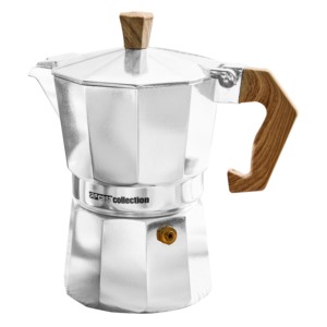 Cafetière en aluminium 3 tasses avec poignée en bois, cafetière moka, machine à expresso pour cuisinière - Product Image 1