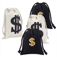 XiYou toile sac d'argent pochette avec cordon toile sac tissu Dollar signe sac de transport pour jouet cordon sac