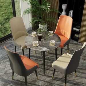 Moderner Komfortabler Grauer PU-Leder Esszimmerstuhl Gepolsterte Metallbeine Rückenlehne <span class=keywords><strong>Aalto</strong></span> K-Serie Hotel Apartment Wohnzimmer Badezimmer - Product Image 4
