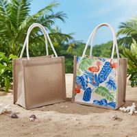 Sac fourre-tout en toile de jute imperméable avec fermeture à bouton, poignée en coton, logo personnalisé pour la plage, le shopping, promotionnel