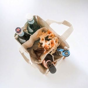 Customizable 4-6 Bottle Wine <b>Tote</b> <b>Bag</b> Reusable Canvas Shopping <b>Bag</b> with Dividers for Promotions - Product Image 3
