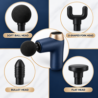 Pistolet de massage musculaire sans fil noir avec 4 vitesses, 4 têtes, écran LED et minuterie de 20 minutes pour massage par percussion du corps entier