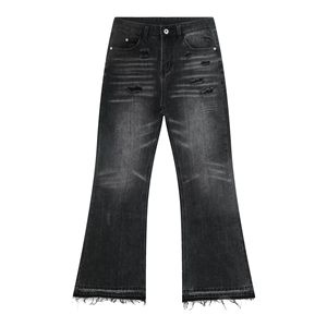Hot Sale Men's Casual Straight-leg Denim <b>Trousers</b> <b>Light</b> Wash Mid Waist Breathable Woven Solid Cotton Retro High Street Blue - Product Image 5