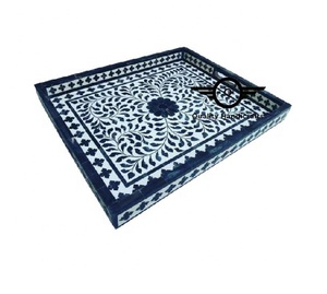 Plateau de service en résine métallique antidérapante noir et blanc en gros pour hôtel, restaurant, utilisation en bar, organisateur de bougies, parfum, savon - Product Image 4