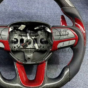 พวงมาลัยรถยนต์หนังคาร์บอนไฟเบอร์แบบมีรูพรุนสินค้าใหม่ - Product Image 3