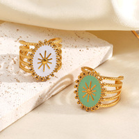 Cincin Enamel Gaya Retro Eropa dan Amerika, Cincin Hip Hop Personal, Cincin Oval Terbuka Trendi untuk Wanita