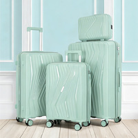 Ensemble de valises trolley légères en PP de 14, 20, 24 et 28 pouces avec fermeture éclair et 4 roues, approuvé pour l'aéroport, idéal pour les vacances et les voyages en extérieur