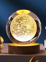 Boule de cristal galaxie personnalisable en gros directement de l'usine, gravure interne 3D, veilleuse LED, boule de cristal avec base en bois