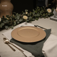 Assiette de présentation ronde en plastique de 13 pouces, motif végétal, design classique peint à la main, pour mariages, anniversaires, décoration de table