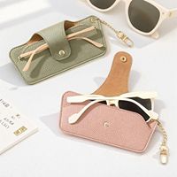 Porte-cartes multifonction en cuir PU et étui à lunettes de soleil avec porte-clés, logo personnalisé accepté, vente en gros