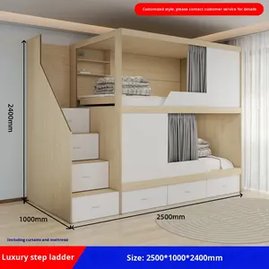 <span class=keywords><strong>Lit</strong></span> <span class=keywords><strong>superposé</strong></span> en bois / <span class=keywords><strong>Lit</strong></span> capsule à succès avec rideaux et escaliers, adapté aux hôtels et appartements - Product Image 6