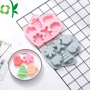 OKSILICONE plus récent arbre de noël 6 trous moule à gâteau en Silicone pour tasse gâteau Santa Bell pour cuisine bricolage cuisson Silicone moule à bonbons - Product Image 1