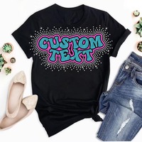 Transfert thermocollant personnalisé de haute qualité pour vêtements, motif vinyle brillant et strass pour la danse