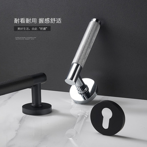 Italian Brass Knurled T-Shaped Lever Lock For Interior Wooden Doors Vintage Style Copper Handle Slotting Installation - Product Image 2
