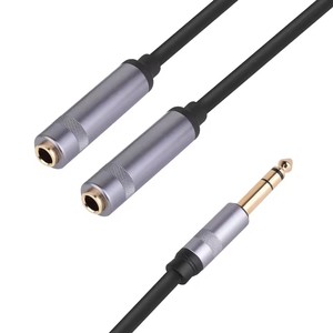 Câble d'extension audio 0,3 m/1 pi, adaptateur <span class=keywords><strong>double</strong></span> <span class=keywords><strong>jack</strong></span> stéréo 1/4 TRS mâle vers <span class=keywords><strong>double</strong></span> 6,35 mm femelle, 6,5 mm 1-vers-2 pour amplificateur et haut-parleur - Product Image 1