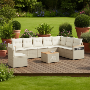 ชุดโซฟาสวนหวายเทียมสีเบจ เฟอร์นิเจอร์กลางแจ้งทันสมัย พร้อมเบาะโฟมความหนาแน่นสูง นั่งสบาย - Product Image 2