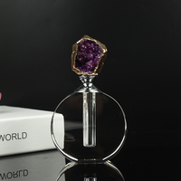 Flacon vide de parfum en cristal de luxe pour cadeau d'anniversaire de mariage, en pierre naturelle d'agate, de quartz rose et d'améthyste