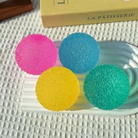 Balle anti-stress souple et brillante rose Sakura 4-6cm, style cube et herbe, transparente, à l'huile de coco et au maltose, faite à la main