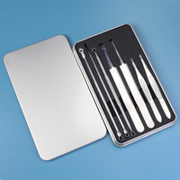 Kit d'outils de soins personnels en acier inoxydable nouvel extracteur de points noirs avec boîte en métal pour application faciale