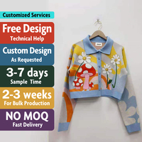 Pull personnalisé avec logo pour femme, motif jacquard, tricot brodé, pull tricoté, haut d'hiver, cardigan pour femme