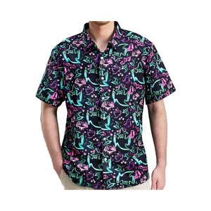Camisa con estampado <span class=keywords><strong>Hawaiano</strong></span> <span class=keywords><strong>de</strong></span> manga corta <span class=keywords><strong>para</strong></span> hombre, disfraz <span class=keywords><strong>de</strong></span> Halloween con un solo pecho y botones <span class=keywords><strong>para</strong></span> playa <span class=keywords><strong>de</strong></span> verano - Product Image 1