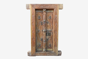 Fenêtre d'angle sud en bois sculpté à la main, style antique, avec cadre, design traditionnel vintage - Product Image 3