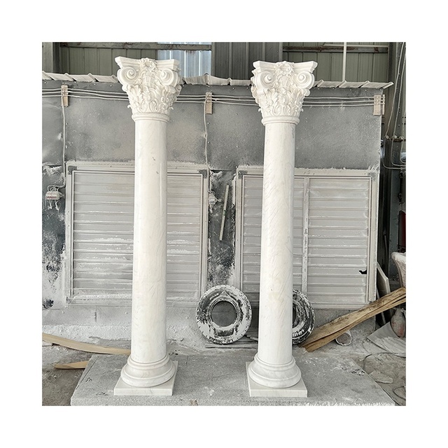 Factory Direct Sales Customized Colors & Sizes Hand Carved Solid Traditional Marble Decorative Pillars with 5-Year Warranty