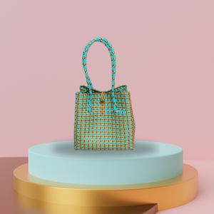 Bolso de Mano Sembagi Mint de Primera Calidad, Elegante, para Mujer, Hecho con Plástico Reciclado, Tejido con Patrón Lurik Indonesio, Accesorio de Moda para Adultos - Product Image 4