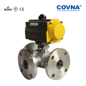 COVNA Commande Urgente Vanne à boisseau sphérique à simple action 3 voies, actionnée par air, DN50 à brides HK55-TF, Vanne à boisseau sphérique pneumatique - Product Image 4