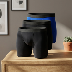 Caleçons Boxers Homme Grande Taille en Spandex/Polyester Respirants à Taille Mi-Haute avec Poche de Soutien Extensible Écologiques Lavables en Machine - Product Image 2