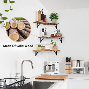 Kệ gỗ treo tường hình chữ L <span class=keywords><strong>3</strong></span> tầng, kiểu dáng rustic, dùng để trang trí và lưu trữ đồ dùng trong nhà bếp và phòng tắm - Product Image 6