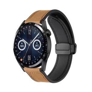 Bracelet de montre en cuir de silicone à motif <span class=keywords><strong>Crazy</strong></span> Horse AMOLED pour /5 pour boucle à ardillon IOS Appel IP67 - Product Image 1