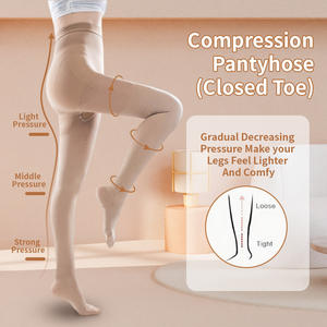 Stoking Kompresi Setinggi Lutut Wanita dari Bahan Rajut Spandex/Nylon untuk Varises, Nyaman dan Bernapas, 20MMHG - Product Image 3