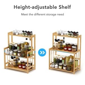 Organisateur de rangement de comptoir en bambou à 3 niveaux étagère de support de cuisine et de salle de bain pour bocaux d'assaisonnement d'épices - Product Image 4