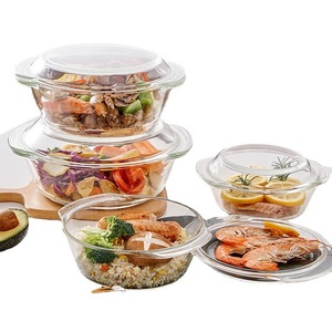 Recipientes de Vidrio <span class=keywords><strong>para</strong></span> <span class=keywords><strong>Microondas</strong></span> con Tapa, Aptos <span class=keywords><strong>para</strong></span> Horno, Cazuela de Vidrio Económica con Tapa, Cazuela Redonda con Asas - Product Image 2