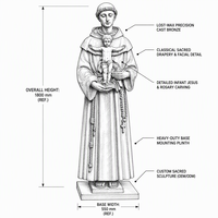 Statue de Saint Antoine avec l'Enfant Jésus en bronze coulé sur mesure, taille réelle, pour jardin