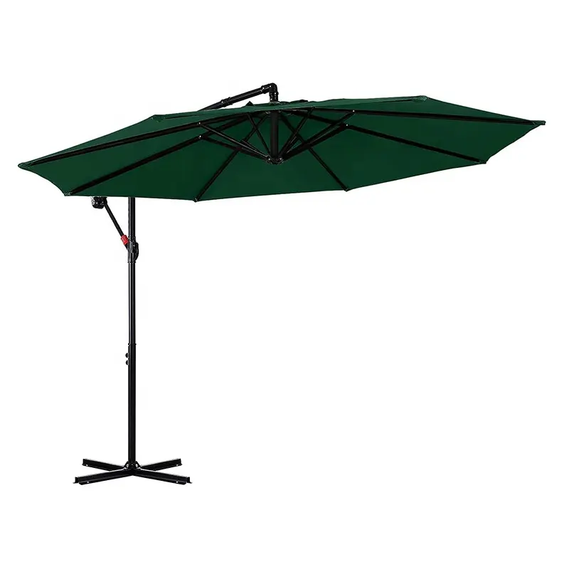 Patio Cantilever Umbrella Offset Hängende Regenschirme 9FT Outdoor Market Umbrella mit Kurbel & Cross Base