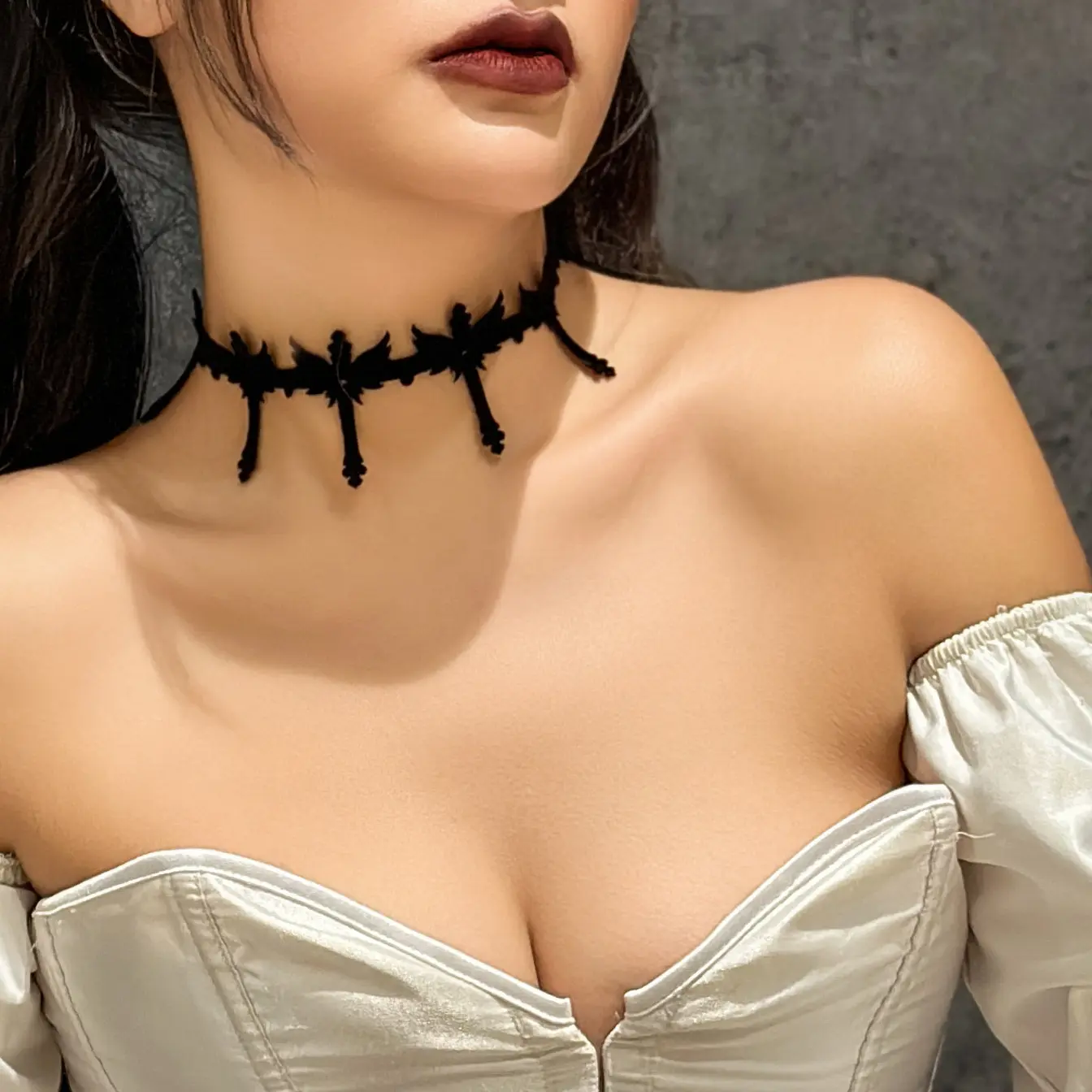 Long Tassel Tie-Neck Star   Moon Choker Necklace for Women Boho Gothic Halloween Sword-Shaped Collar
