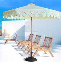 Parasol de plage bohème HH avec bord festonné, franges, rayures, grand parasol d'extérieur, protection solaire, parasol de piscine d'hôtel, parasol en macramé