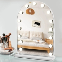 Nouveau Miroir de Maquillage Carré Lumineux à 15 LED 2026 avec Cadre Métallique et Éclairage Intelligent pour Coiffeuse et Maquillage